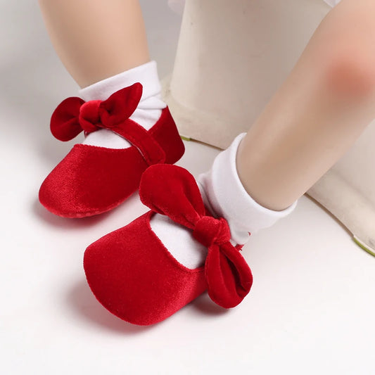 Christmas Baby Shoes Soft Soles Toddler Shoes for Girls 0-1 Year Old Red Casual Toddler Shoes for Children