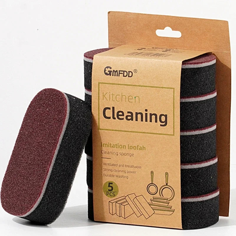 Esponja mágica potência engrossar dupla face pratos escovas de limpeza cozinha limpar ferrugem escovação pote inferior preto mancha artefato