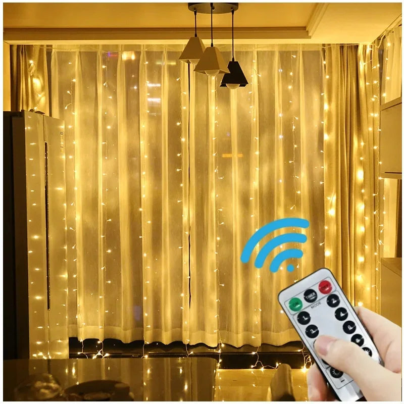 4/6m/8 modo cortina guirlanda na janela usb energia luzes de fadas festão com controle remoto ano novo guirlanda luzes led decoração natal