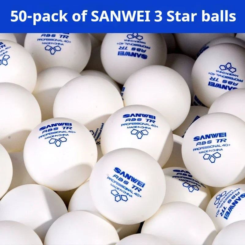 SANWEI TR 3 estrelas bolas de tênis de mesa 40 + ABS novo material com costura durável profissional bolas de pingue-pongue para treinamento 50/100 peças