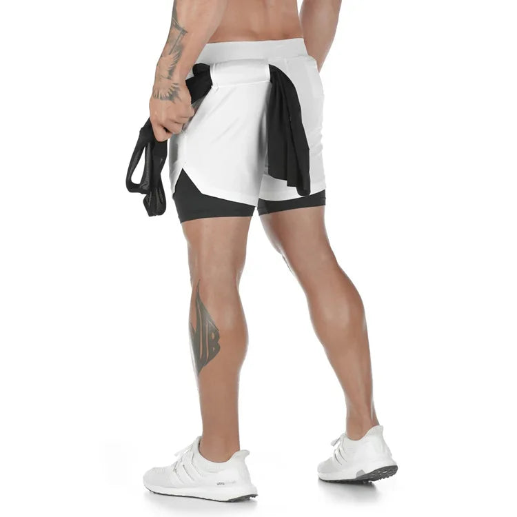 Camo correndo shorts dos homens ginásio esportes shorts 2 em 1 secagem rápida treino treinamento ginásio de fitness jogging calças curtas verão shorts