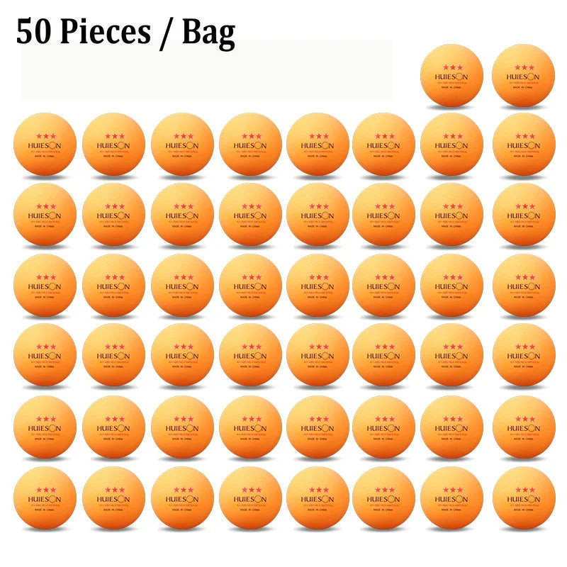 Huieson-bolas do treinamento do tênis de mesa, bolas do pingue-pongue, plástico do ABS, fósforo, material novo, 3 estrelas, 10, 20, 50, 100, 2.8g