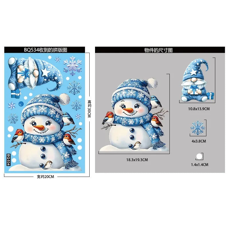 Adesivos de janela de natal inverno boneco de neve papai noel floco de neve elk adesivos estáticos ornamentos de vidro feliz natal decoração