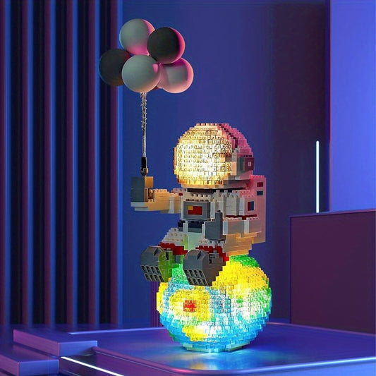 Astronaut Building Blocks Set with LED Lights - 1368pcs, Creative Puzzle Toy for Adults, Ideal Birthday or Christmas Gift, Unique Home Decor
