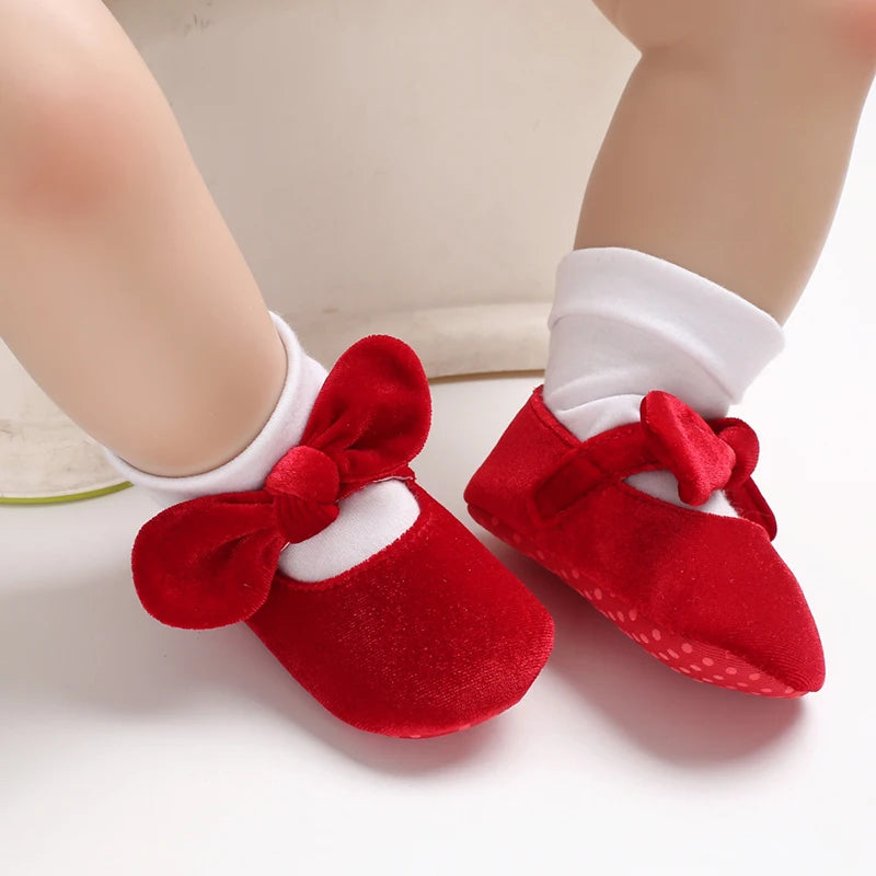 Christmas Baby Shoes Soft Soles Toddler Shoes for Girls 0-1 Year Old Red Casual Toddler Shoes for Children