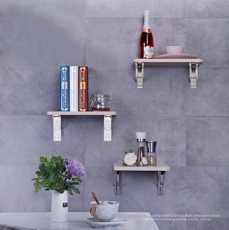 2 pçs suportes 8-20 polegada decorativo suporte de prateleira de parede 304 suporte triangular de aço inoxidável suporte de mesa dobrável