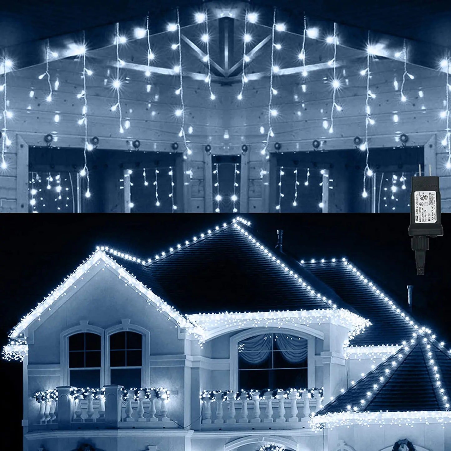 Decoração de Natal 2025 Garland de rua na casa Led Icicle Luzes Outdoor Festoon Cortina Garland 3/4M EU Plug Waterproof Connecter Para Ano Novo / Casamento / Festa / Natal / Garden Decor