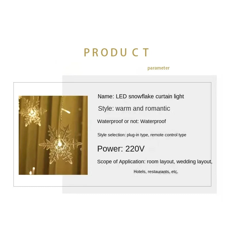 3.5m luzes de natal led luzes da corda de fadas floco de neve cortina guirlanda à prova dwaterproof água para festa de férias decoração de natal 2024