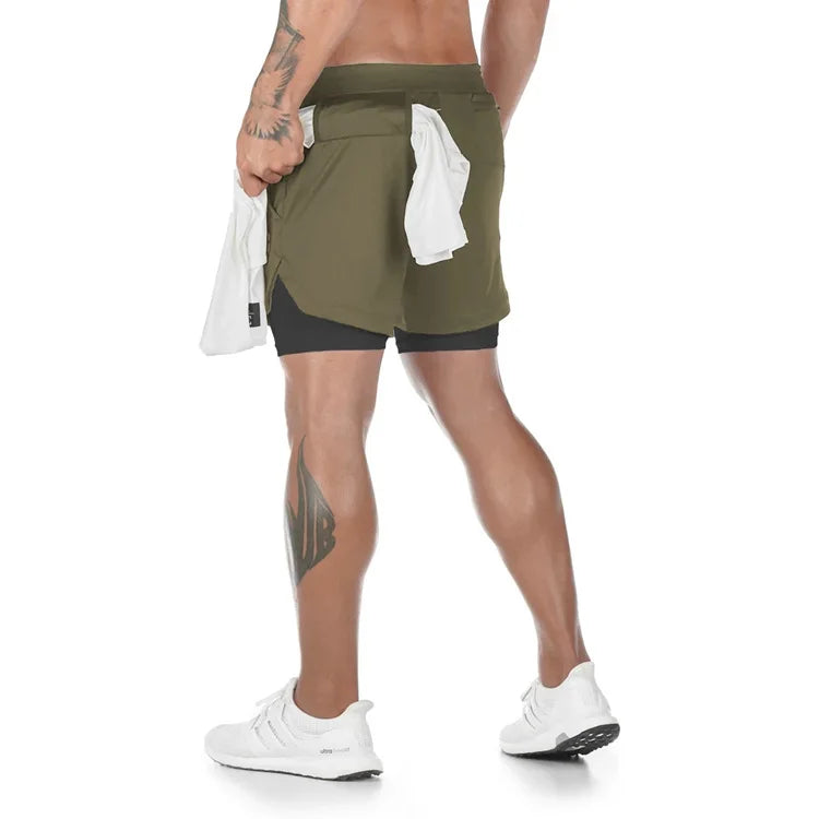 Camo correndo shorts dos homens ginásio esportes shorts 2 em 1 secagem rápida treino treinamento ginásio de fitness jogging calças curtas verão shorts