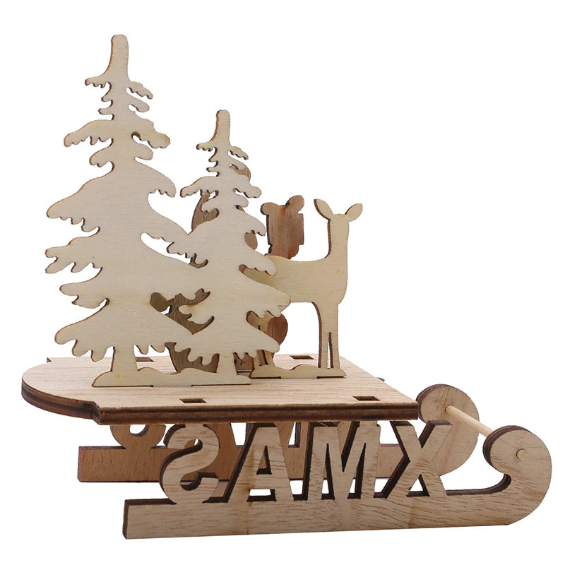 Árvore de Natal artesanal para crianças DIY, madeira estéreo, layout de cena, decorações de Natal, ornamentos quentes