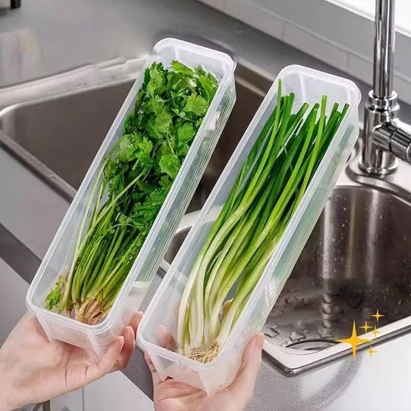 Recipientes de armazenamento de alimentos de plástico hermético retangular longo com tampas para cozinha despensa organizador cereais macarrão legumes