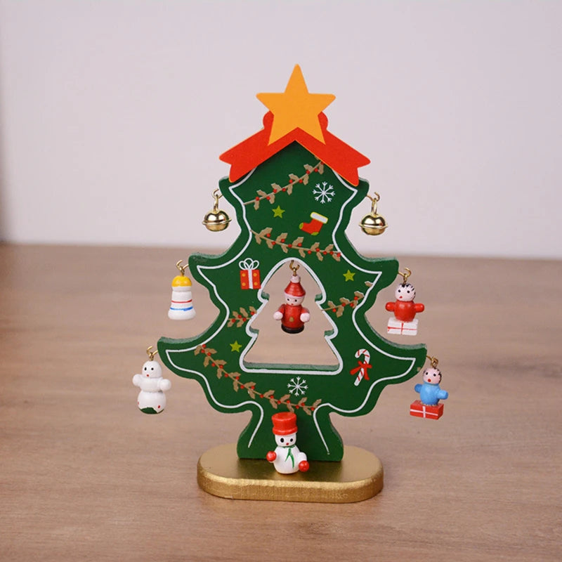 Árvore de Natal artesanal para crianças DIY, madeira estéreo, layout de cena, decorações de Natal, ornamentos quentes