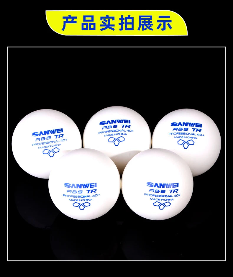 50/100 pçs sanwei 3 estrelas bolas de tênis de mesa abs novo material costurado bolas de ping pong 40 + profissional bola de ping pong treinamento do clube