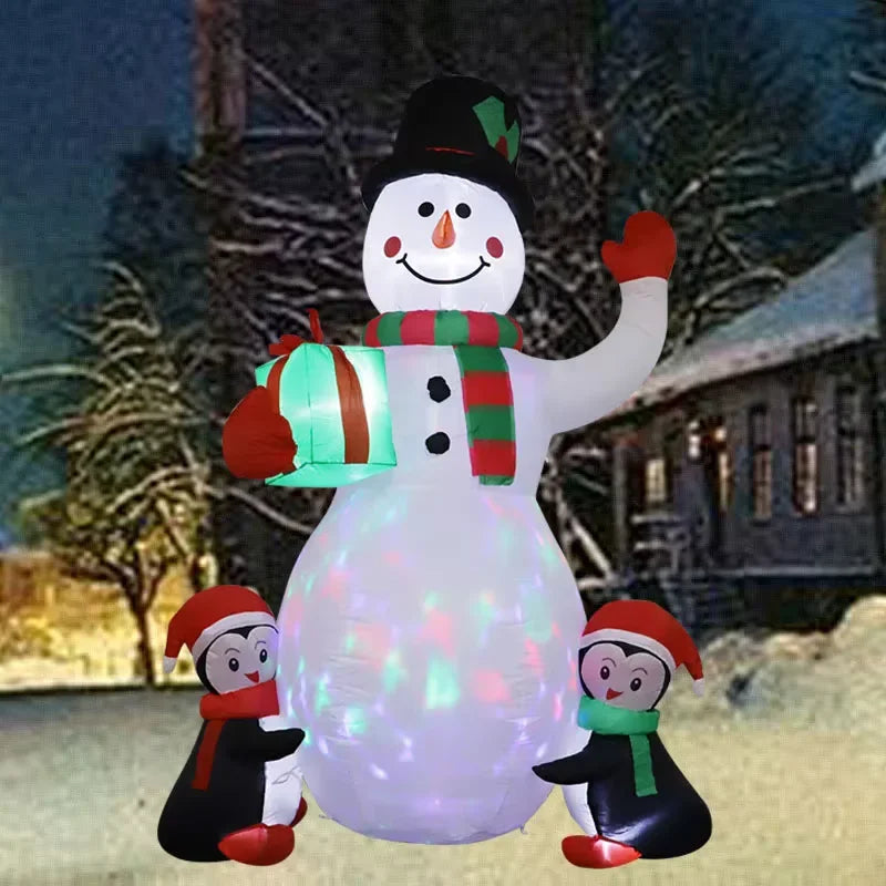 1pc decoração de natal brinquedo inflável presente boneco de neve pinguim embutido luzes led interior ao ar livre festa de ano novo diy decoração do jardim