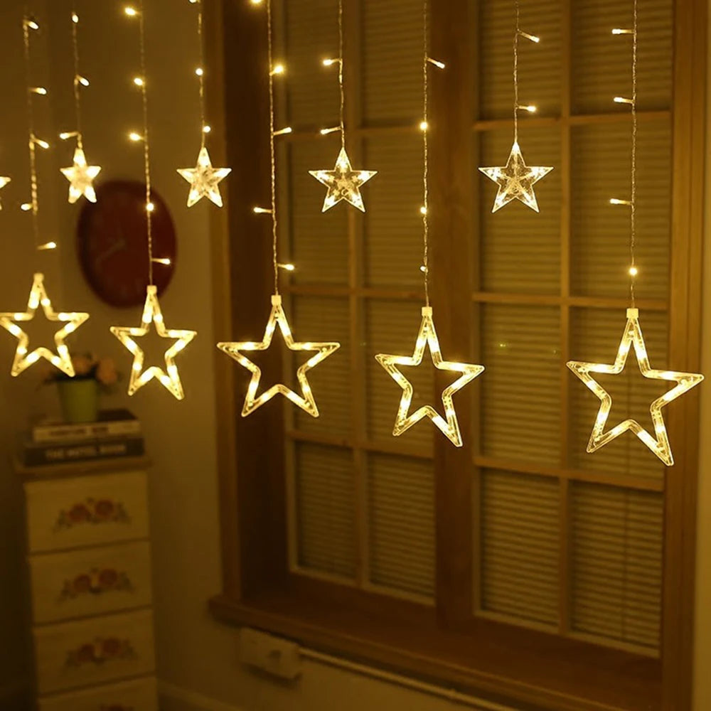 3.5m estrela cortina led string luzes de fadas 138 leds luzes de natal para casa quarto janela festa ao ar livre decoração do feriado