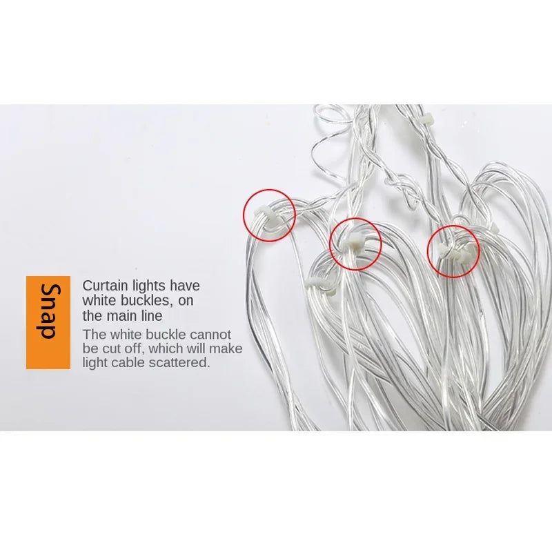 3.5m luzes de natal led luzes da corda de fadas floco de neve cortina guirlanda à prova dwaterproof água para festa de férias decoração de natal 2024