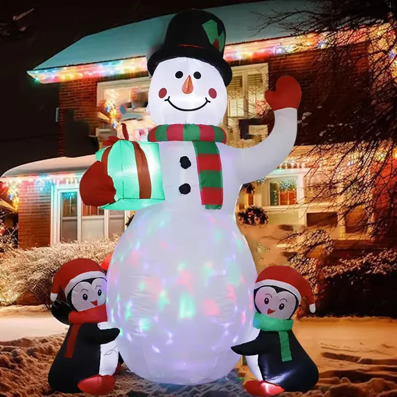 1pc decoração de natal brinquedo inflável presente boneco de neve pinguim embutido luzes led interior ao ar livre festa de ano novo diy decoração do jardim