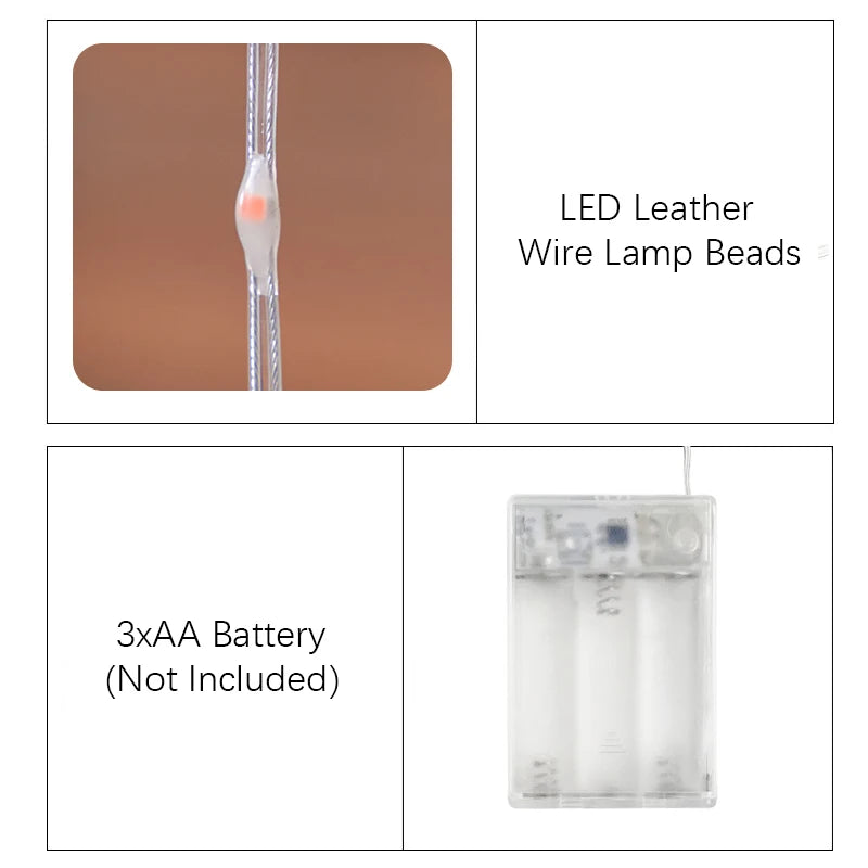 Cortina de luzes LED de Natal, flocos de neve e padrões de sincelo, luzes de corda de fadas a pilhas adequadas para festa em casa