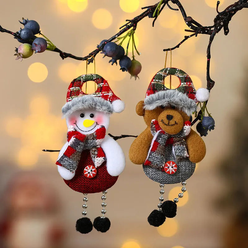 4 pçs decorações da árvore de natal pendurado ornamentos de natal conjunto decorações do boneco de neve pendurado pingentes