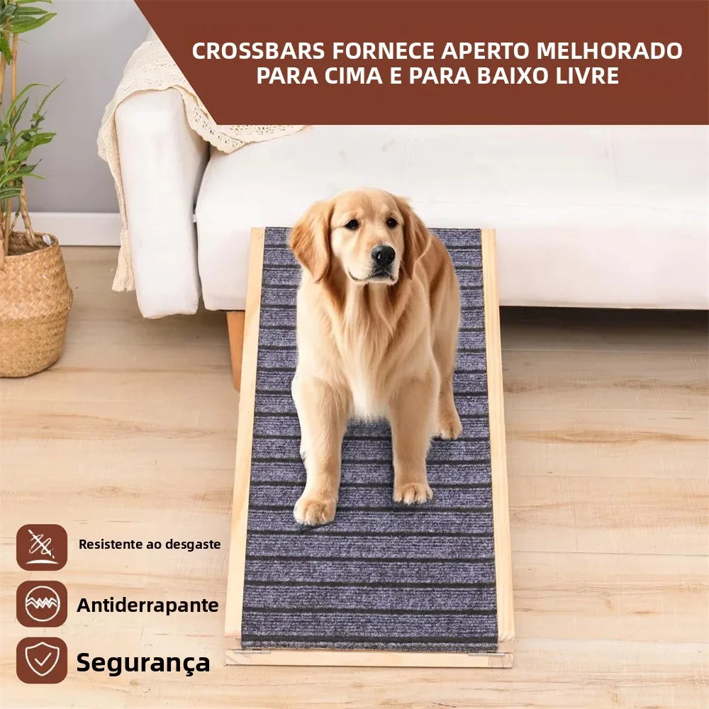 Rampa de madeira ajustável para cães, dobrável, altura de 2/4 níveis, escadas para animais de estimação, superfície antiderrapante para sofá-cama, carro, escalada interna