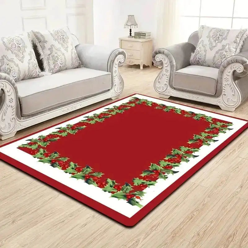 Tapete vermelho do assoalho do Natal para a decoração Home, tapete de porta, cópia do boneco de neve, tapete de cozinha, carro, sala, árvore, 1pc