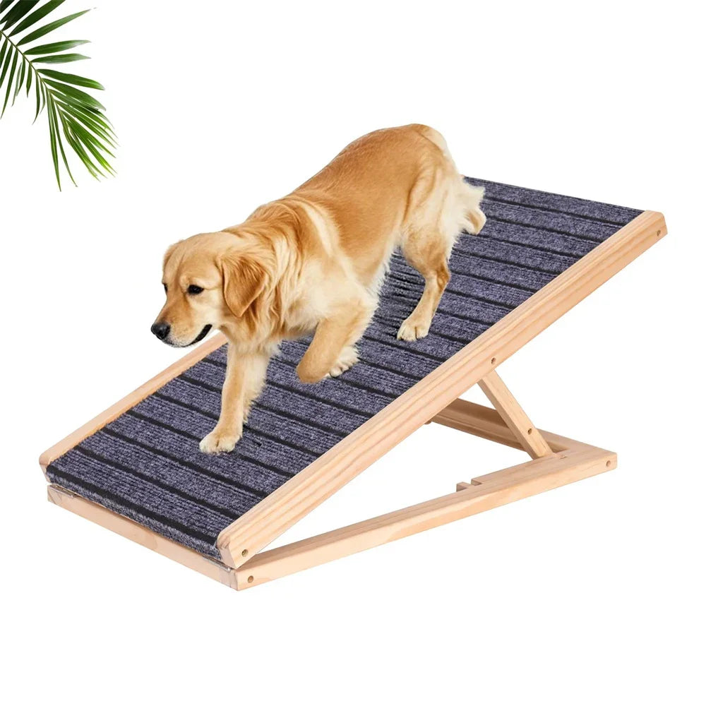 Rampa de madeira ajustável para cães, dobrável, altura de 2/4 níveis, escadas para animais de estimação, superfície antiderrapante para sofá-cama, carro, escalada interna