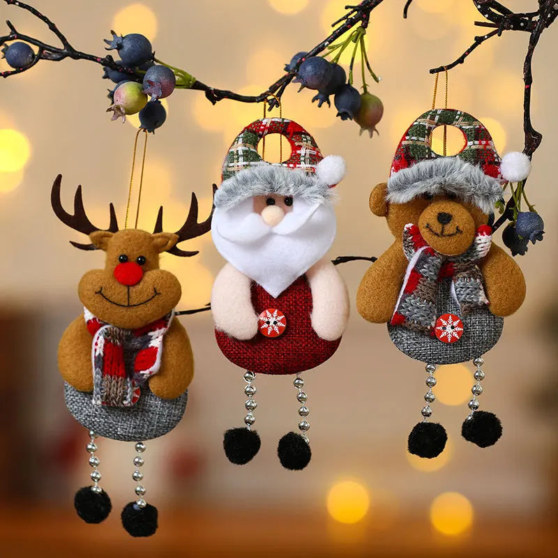 4 pçs decorações da árvore de natal pendurado ornamentos de natal conjunto decorações do boneco de neve pendurado pingentes