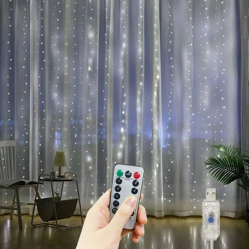 3/4/6m cortina led luzes da corda guirlanda usb festão controle remoto luzes da guirlanda de fadas decoração natal para o quarto casa