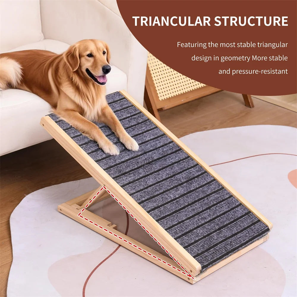 Rampa de madeira ajustável para cães, dobrável, altura de 2/4 níveis, escadas para animais de estimação, superfície antiderrapante para sofá-cama, carro, escalada interna
