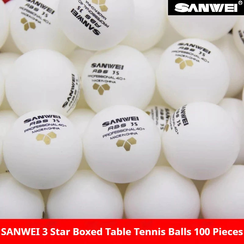 50/100 pçs sanwei 3 estrelas bolas de tênis de mesa abs novo material costurado bolas de ping pong 40 + profissional bola de ping pong treinamento do clube