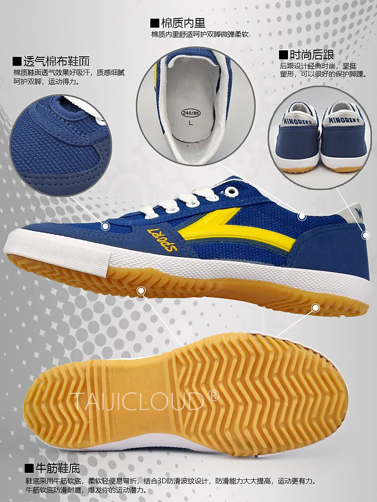 Tênis de mesa para homens e mulheres, tênis de treinamento de lona, sola de tendão de vaca, antiderrapante