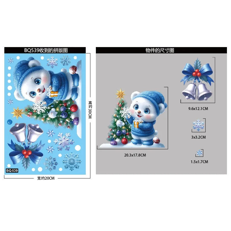 Adesivos de janela de natal inverno boneco de neve papai noel floco de neve elk adesivos estáticos ornamentos de vidro feliz natal decoração