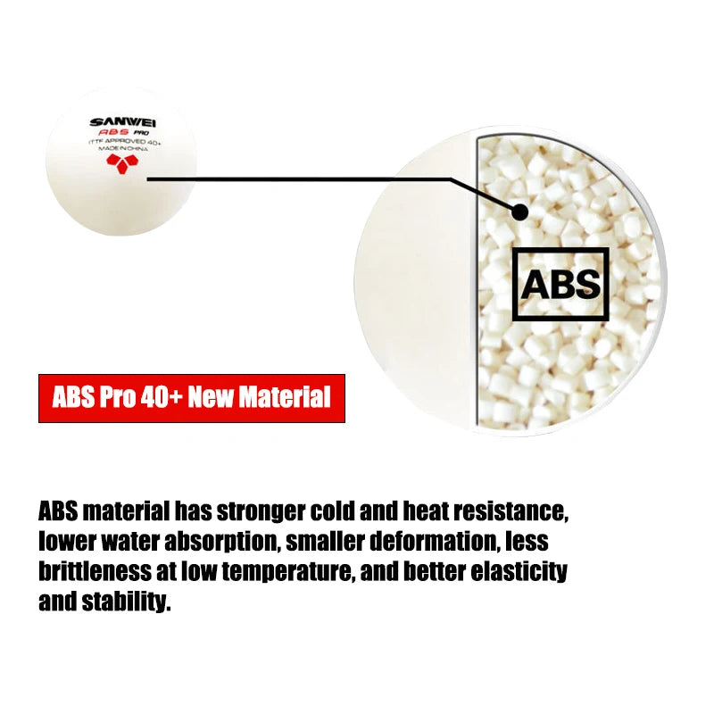 SANWEI ABS PRO 3-Star 40+ Bolas de tênis de mesa 6 unidades/caixa Novo material ITTF aprovado bolas de pingue-pongue costuradas para treinamento de competição