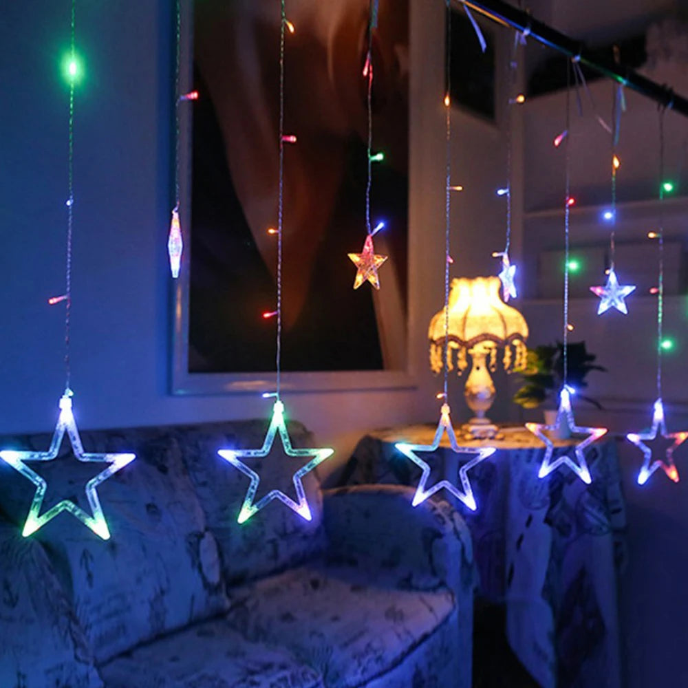 3.5m estrela cortina led string luzes de fadas 138 leds luzes de natal para casa quarto janela festa ao ar livre decoração do feriado