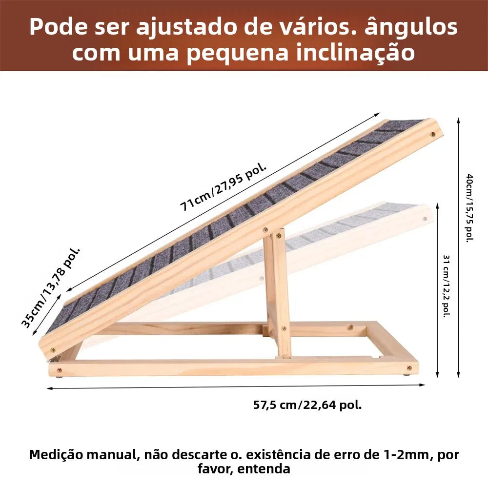 Rampa de madeira ajustável para cães, dobrável, altura de 2/4 níveis, escadas para animais de estimação, superfície antiderrapante para sofá-cama, carro, escalada interna