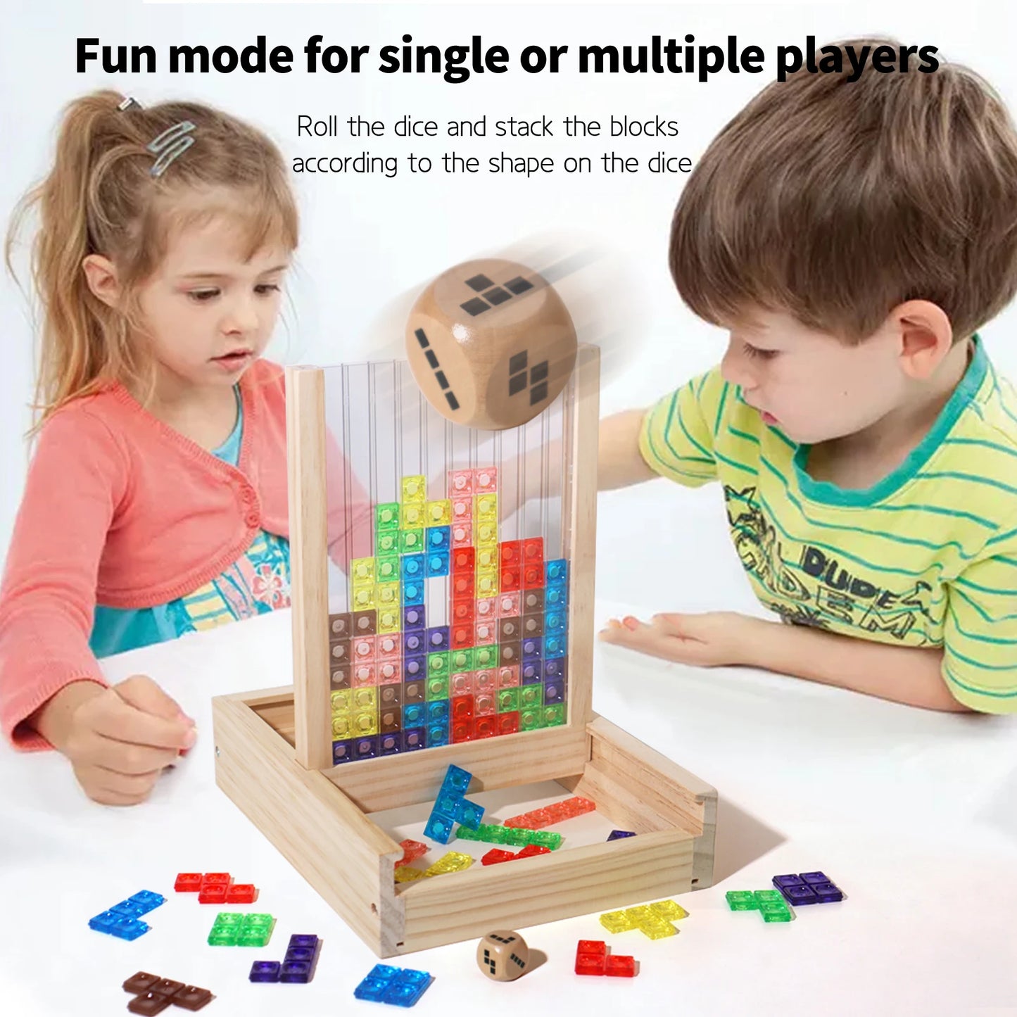 3d transparente tetris quebra-cabeça lógica pensando desenvolvimento cerebral dois jogadores tetris lógica divertido brinquedo educativo duas versões disponíveis