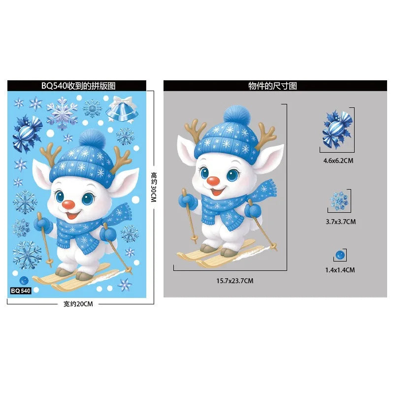 Adesivos de janela de natal inverno boneco de neve papai noel floco de neve elk adesivos estáticos ornamentos de vidro feliz natal decoração