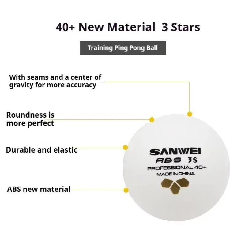 SANWEI TR 3 estrelas bolas de tênis de mesa 40 + ABS novo material com costura durável profissional bolas de pingue-pongue para treinamento 50/100 peças
