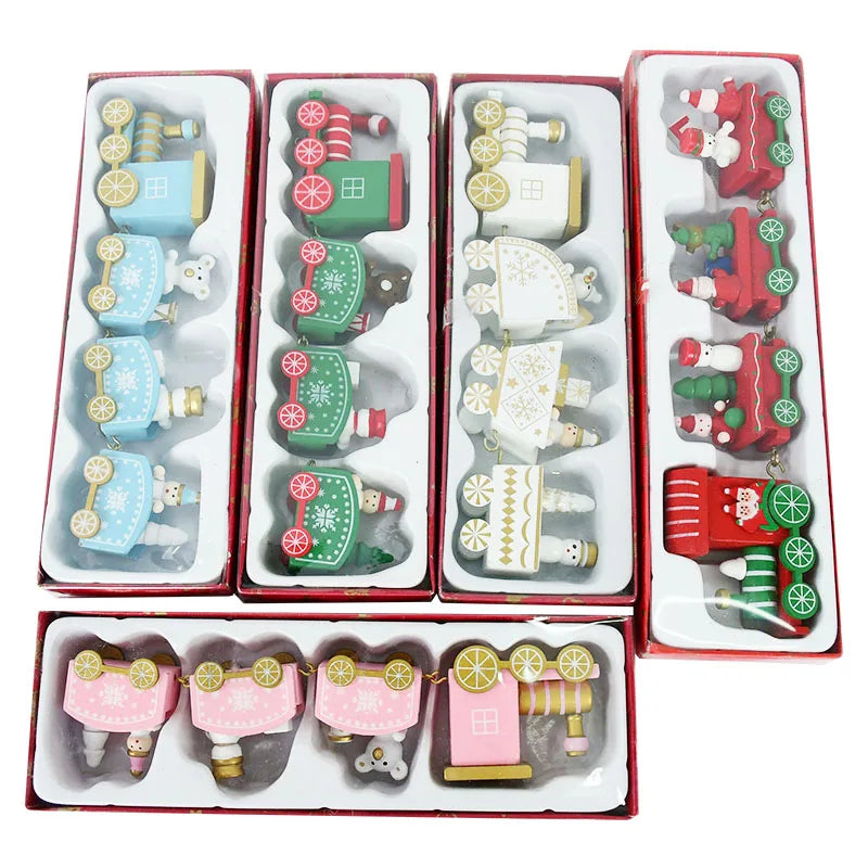 1pc trem de natal ornamentos de madeira 2024 decoração de natal para casa crianças natal navidad noel presente ano novo 2025 fontes de festa