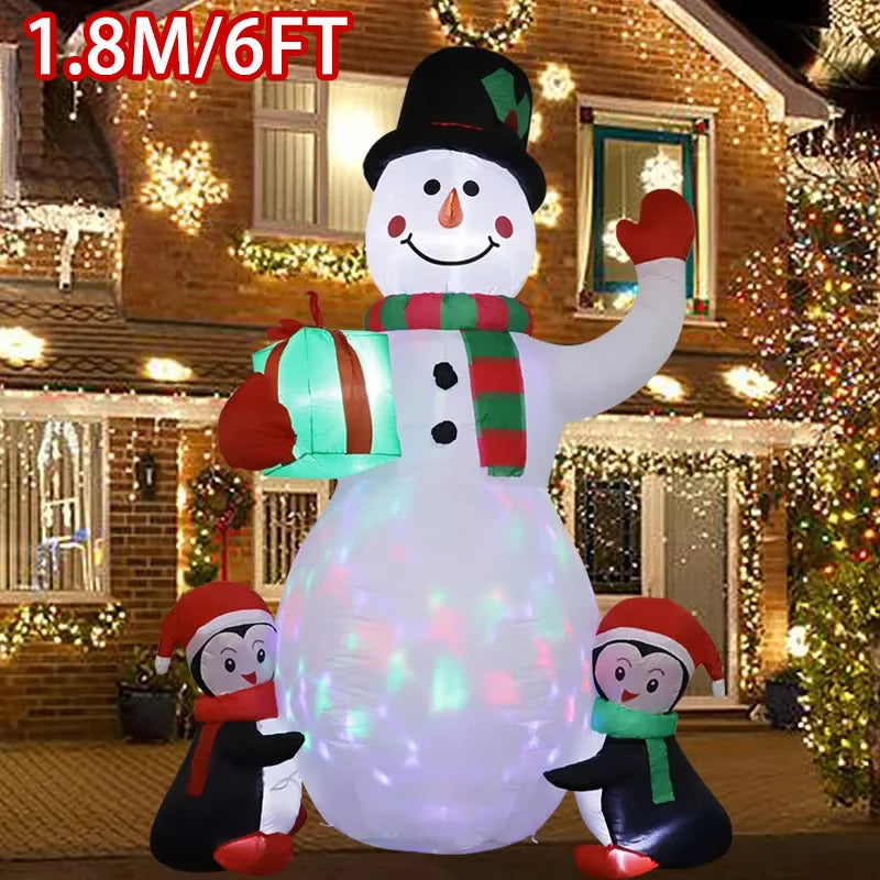1pc decoração de natal brinquedo inflável presente boneco de neve pinguim embutido luzes led interior ao ar livre festa de ano novo diy decoração do jardim