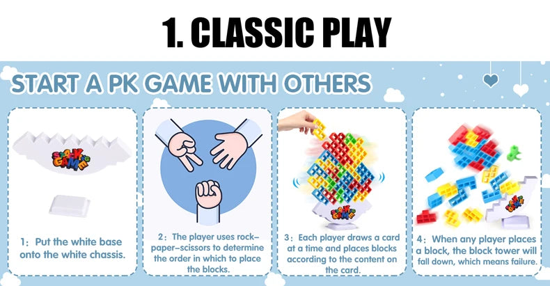 48-64 pçs torres de equilíbrio empilhamento jogos de tabuleiro para adultos festa de família viagem crianças brinquedos de mesa diversão educacional jogo recreativo