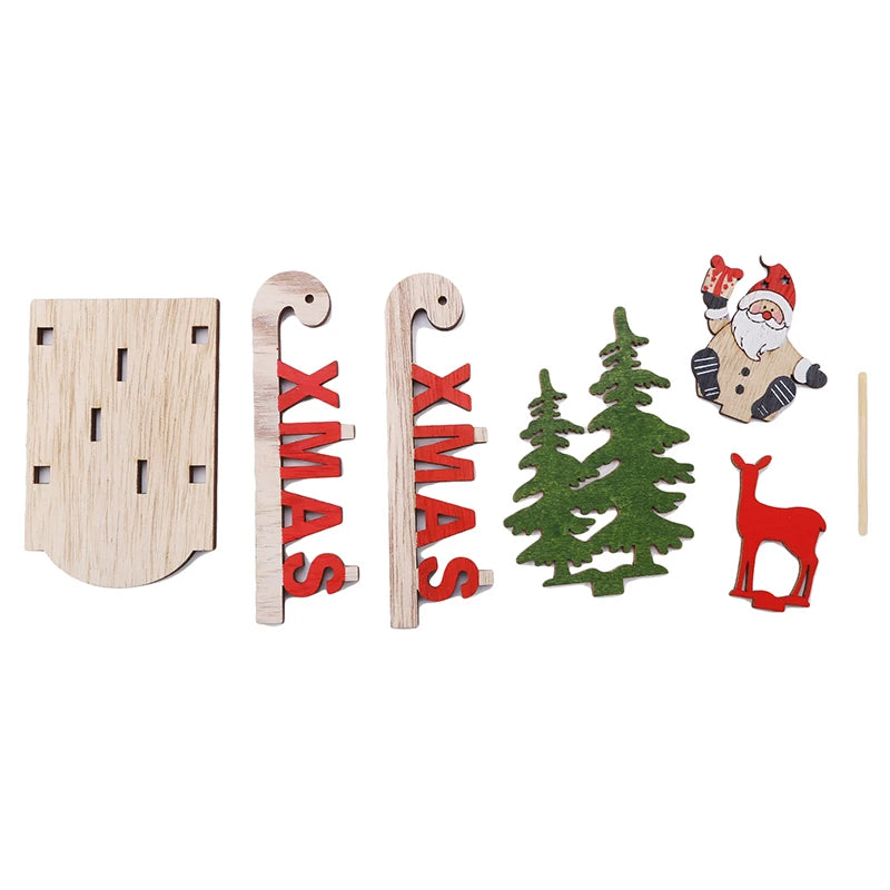 Árvore de Natal artesanal para crianças DIY, madeira estéreo, layout de cena, decorações de Natal, ornamentos quentes