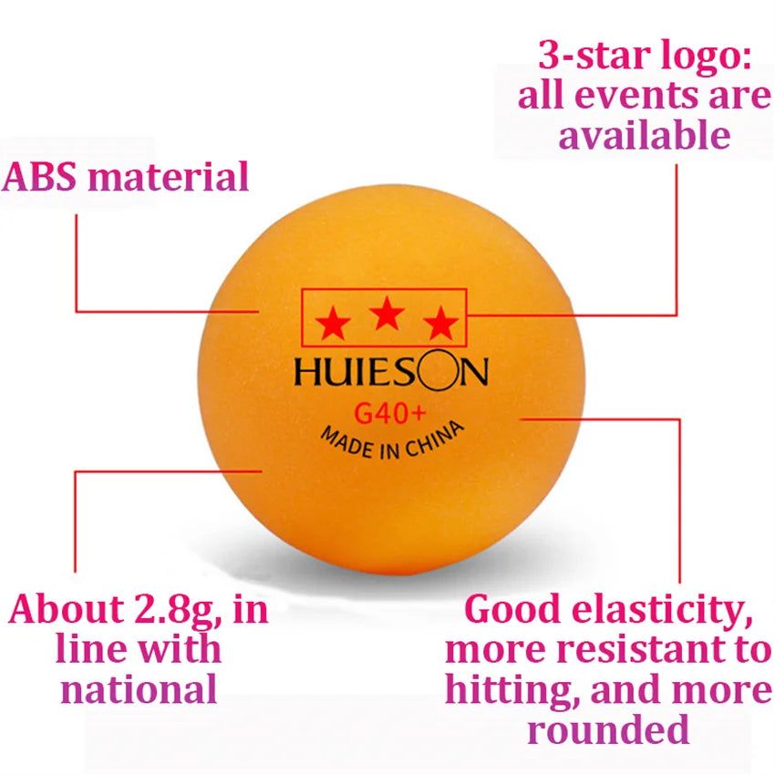 Huieson 3 estrelas bolas de pingue-pongue 50 ~ 100 pçs abs 40 + novo material bolas de tênis de mesa bolas de ping-pong para competição