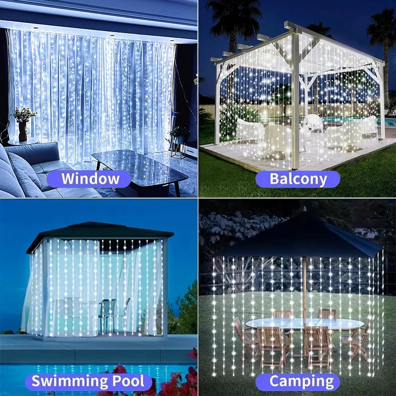 600/300/200/100led luzes de cortina solar ao ar livre luzes de fadas luzes led decorações de casamento de natal luzes da corda decoração do jardim