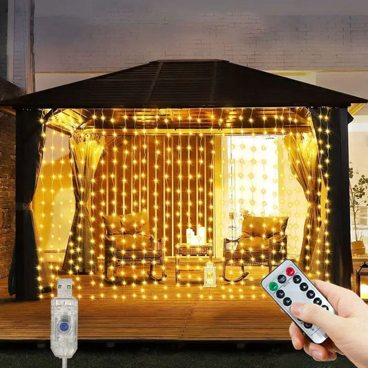 USB LED Curtain String Lights, Luzes de janela penduradas com controle remoto, Decor Festival Connectable, Fairy Lights, Quarto, Decoração ao ar livre