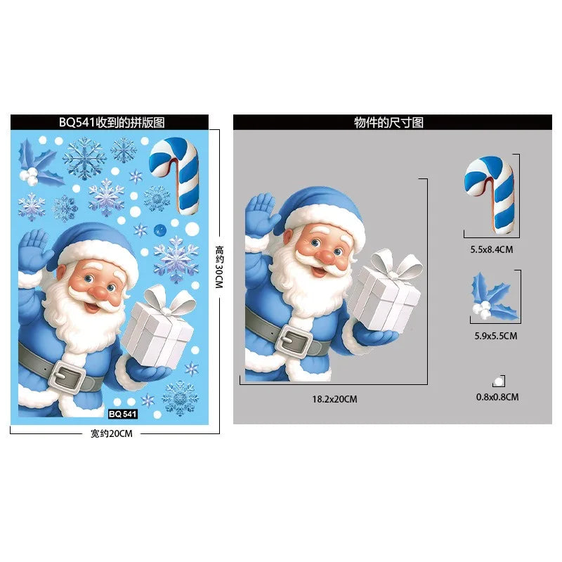 Adesivos de janela de natal inverno boneco de neve papai noel floco de neve elk adesivos estáticos ornamentos de vidro feliz natal decoração