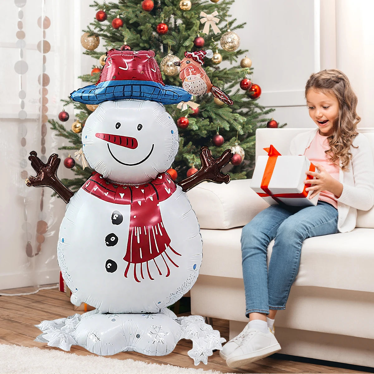 1pc em pé balão de boneco de neve de natal para decorações de festa temática de natal, decorações de balão de férias de boneco de neve de inverno