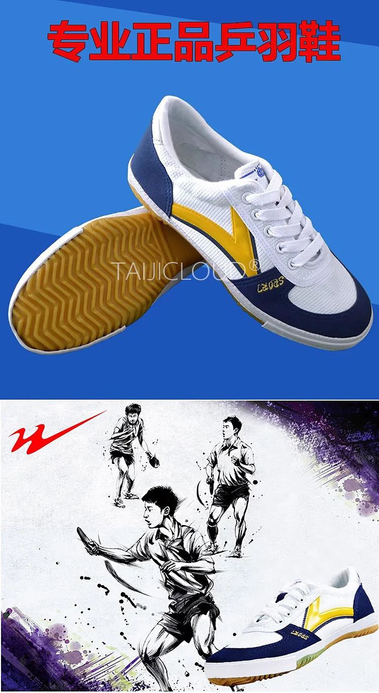 Tênis de mesa para homens e mulheres, tênis de treinamento de lona, sola de tendão de vaca, antiderrapante