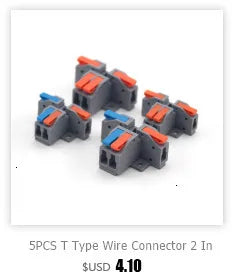 Conector de fio 222-412 blocos terminais de emenda de 2 pinos led iluminação de tira conectores rápidos elétricos mini conector de trilho condutor