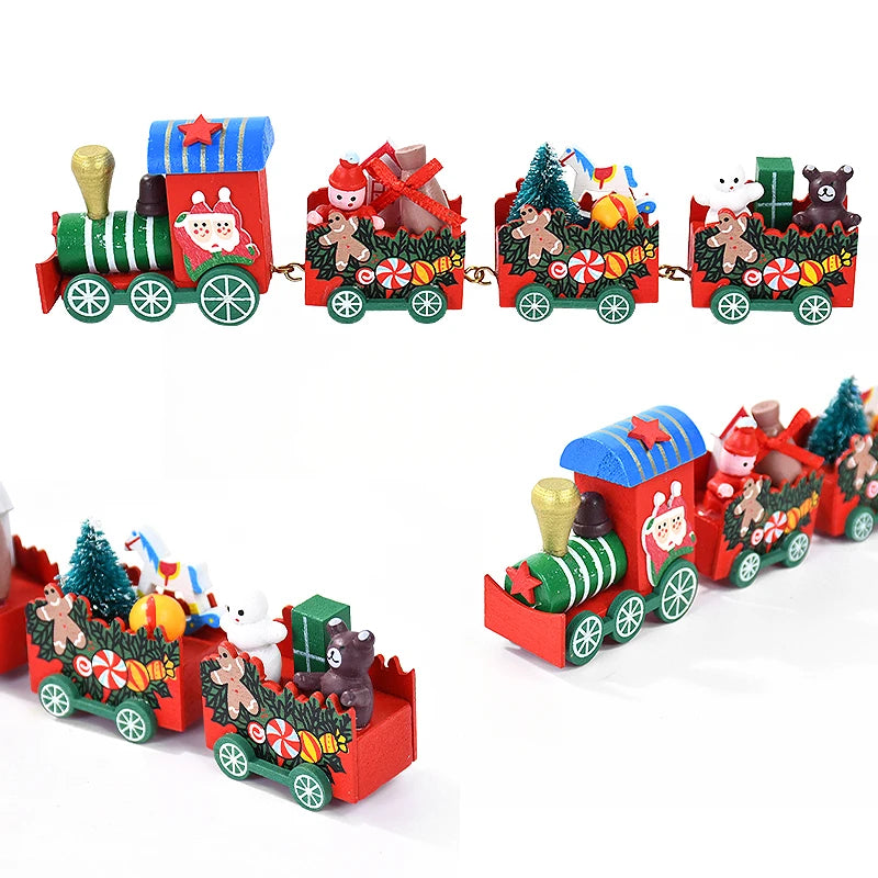 1pc trem de natal ornamentos de madeira 2024 decoração de natal para casa crianças natal navidad noel presente ano novo 2025 fontes de festa